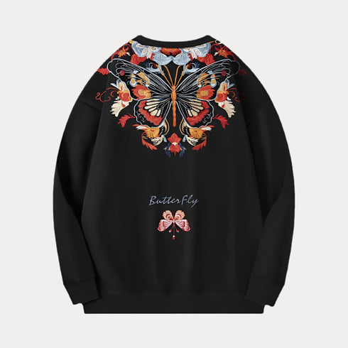 butterfly sweatshirt, embroidered sweatshirt, harajuku style, kawaii fashion, aesthetic sweatshirt, streetwear sweatshirt, y2k fashion, unisex pullover, cozy streetwear, japanese streetwear, soft fleece sweatshirt, cute embroidered top, oversized sweatshirt, pastel sweatshirt, trendy streetwear